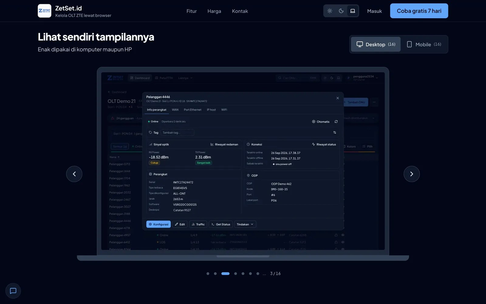 Bagian "Lihat sendiri tampilannya" di ZetSet.id dengan pilihan tampilan desktop dan mobile